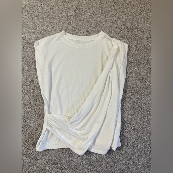 A New Day White Ruched Side Swag Draping Greek Goddess Tee – Women’s Medium - Picture 1 of 5